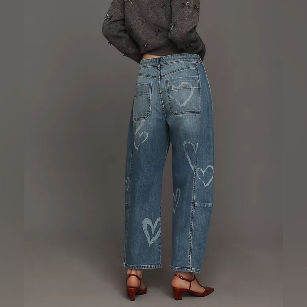 Anthropologie Graffiti Heart Barrel Jeans - Picture 2 of 3